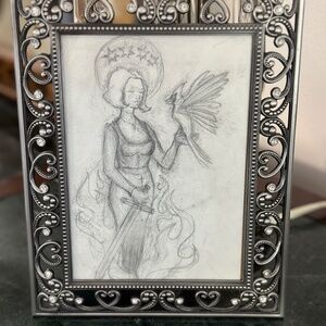 Original Pencil Sketch "Patron Saint of Chicago", Framed